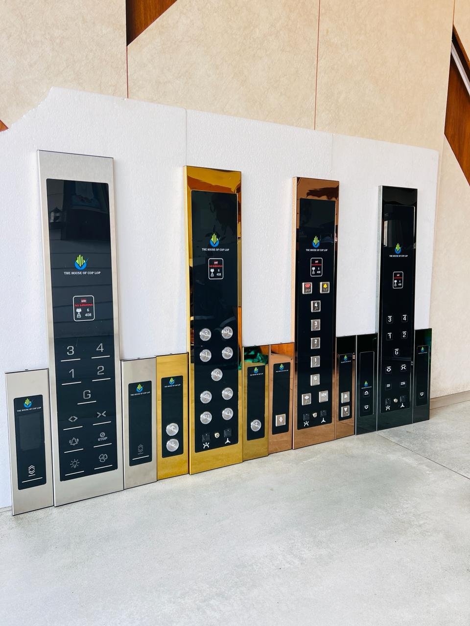 Modern elevator control panels with premium button and display design